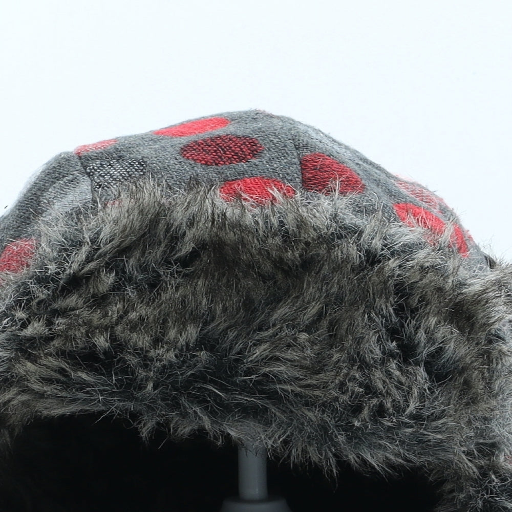 Hawkins Womens Grey Polka Dot Polyester Trapper Hat One Size