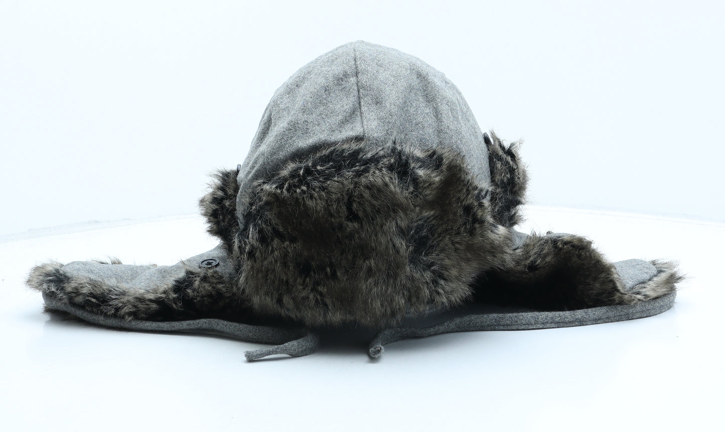 Preworn Mens Grey Polyester Trapper Hat One Size - Faux Fur