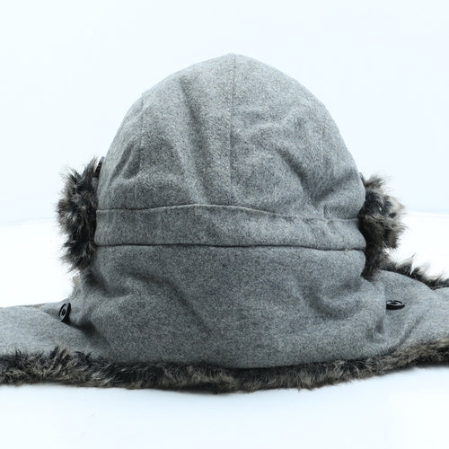 Preworn Mens Grey Polyester Trapper Hat One Size - Faux Fur