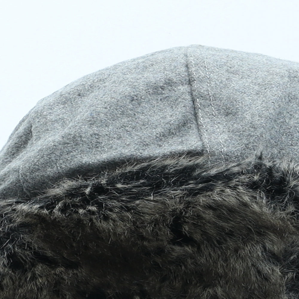 Preworn Mens Grey Polyester Trapper Hat One Size - Faux Fur