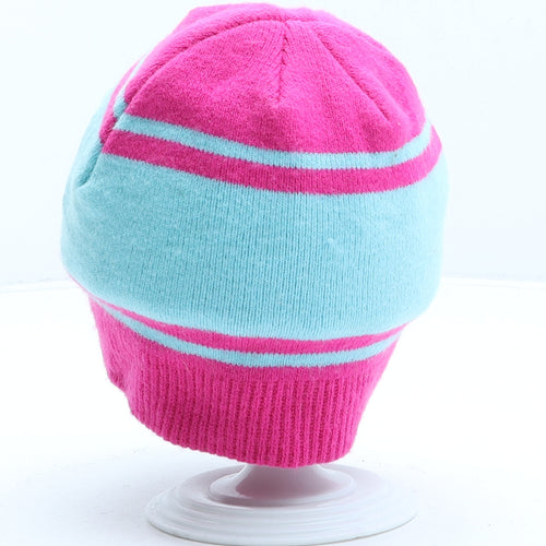 George Girls Multicoloured Striped Acrylic Beanie One Size - Minions
