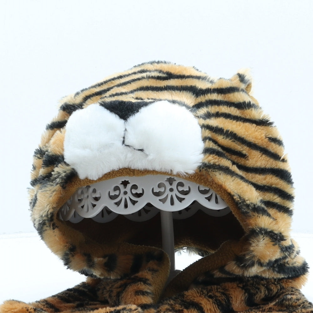 George Boys Orange Animal Print Polyester Beanie One Size - Tiger