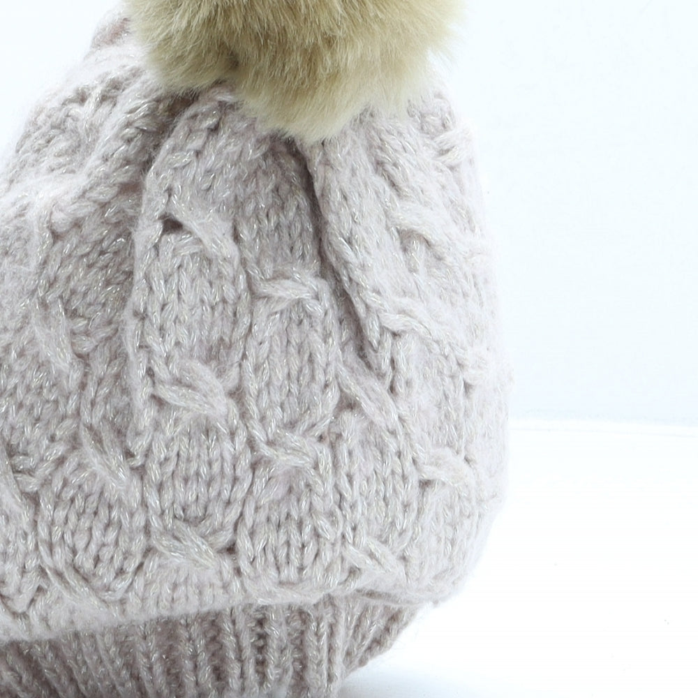 Marks and Spencer Womens Pink Acrylic Bobble Hat One Size