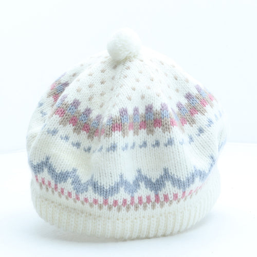 StMichael Womens Beige Fair Isle Acrylic Beret One Size