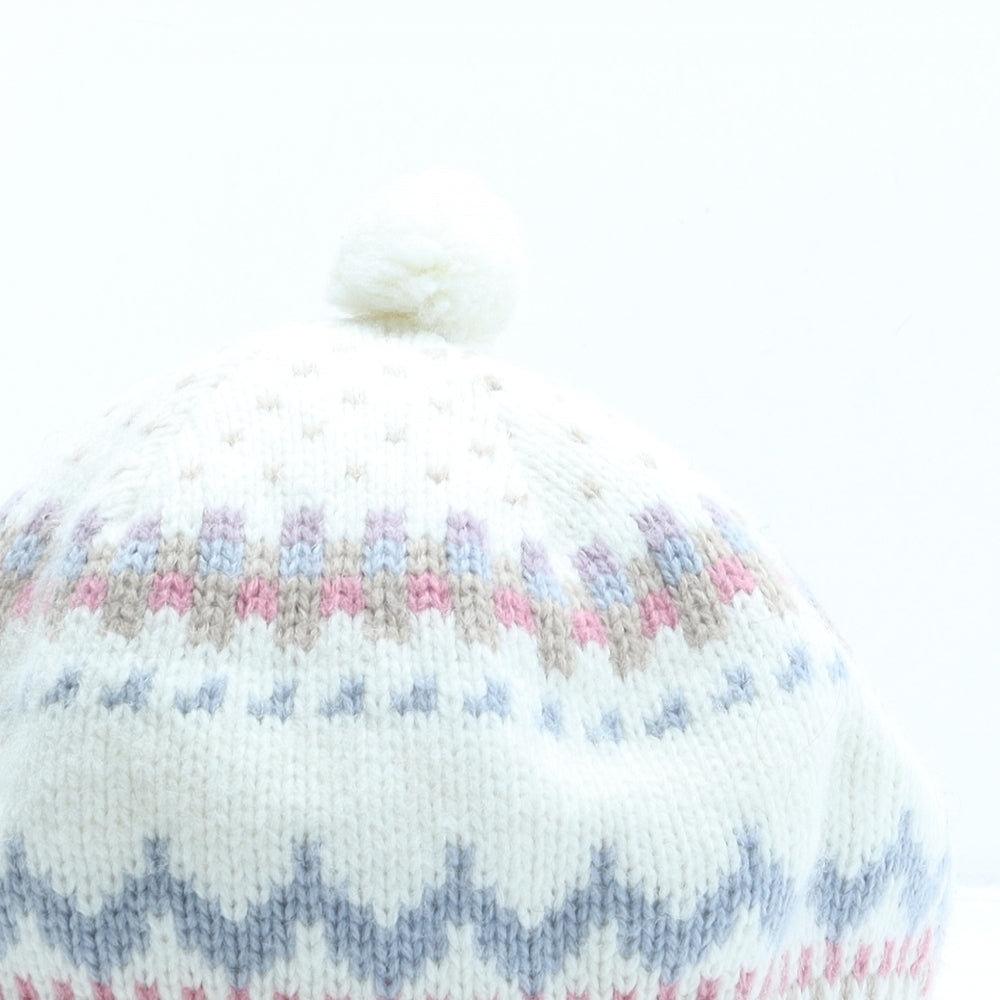 StMichael Womens Beige Fair Isle Acrylic Beret One Size