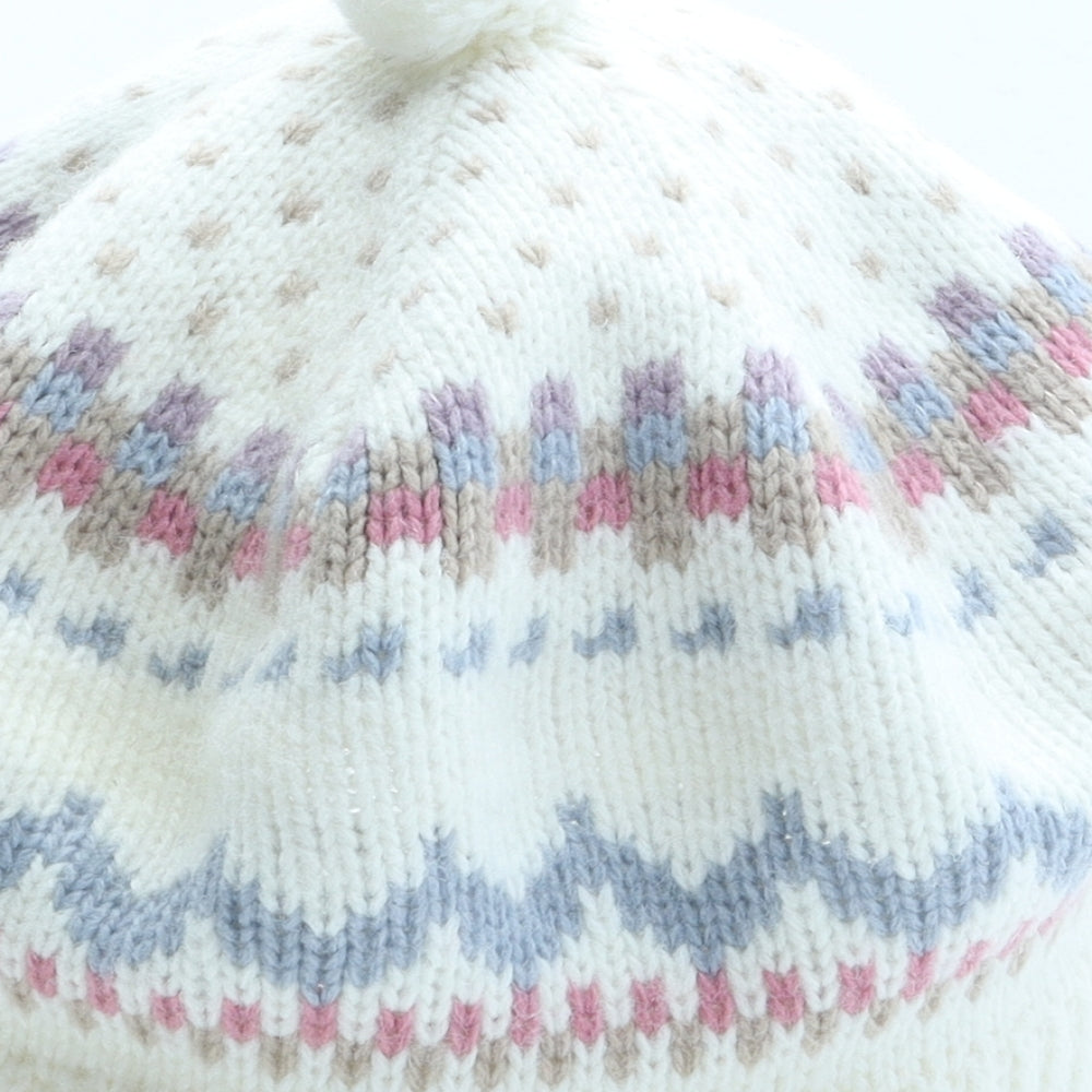 StMichael Womens Beige Fair Isle Acrylic Beret One Size