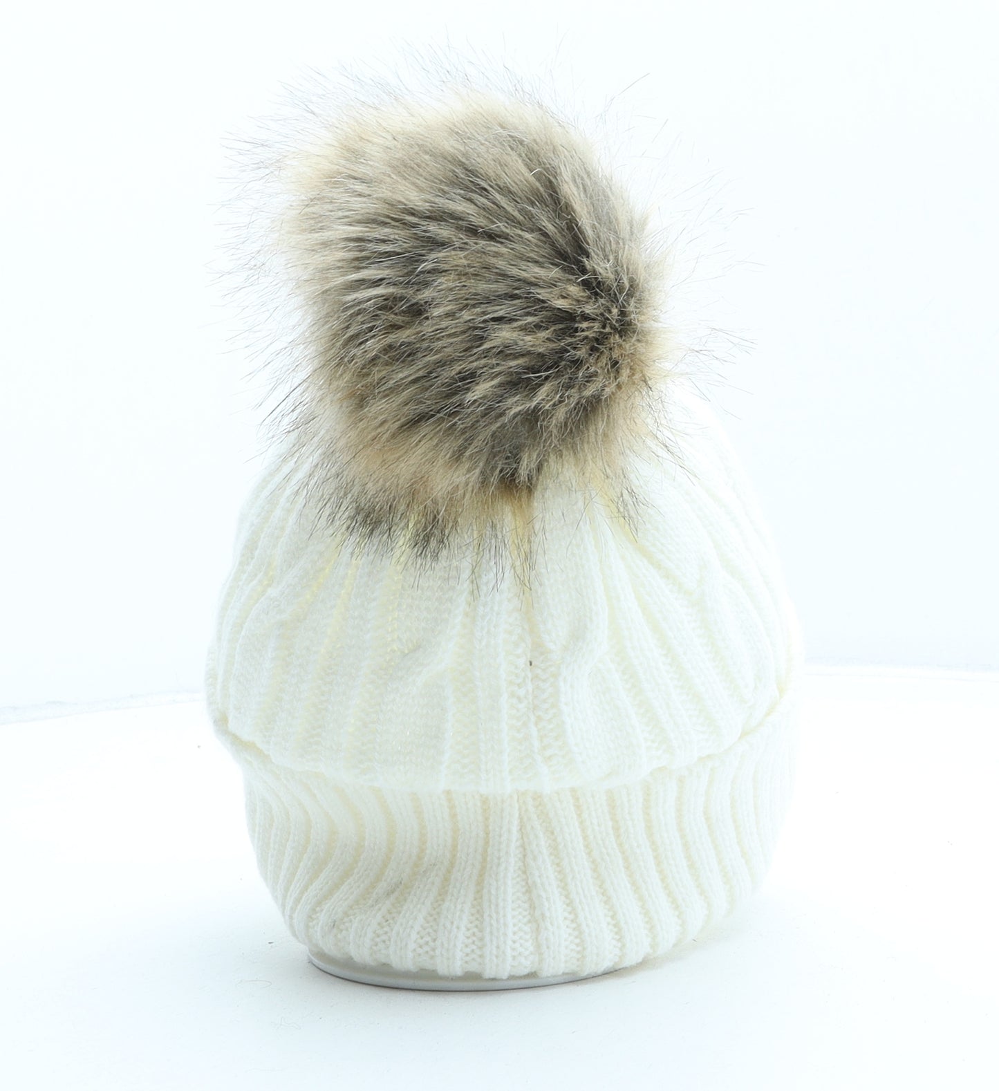 Alpine Womens Ivory Acrylic Bobble Hat One Size