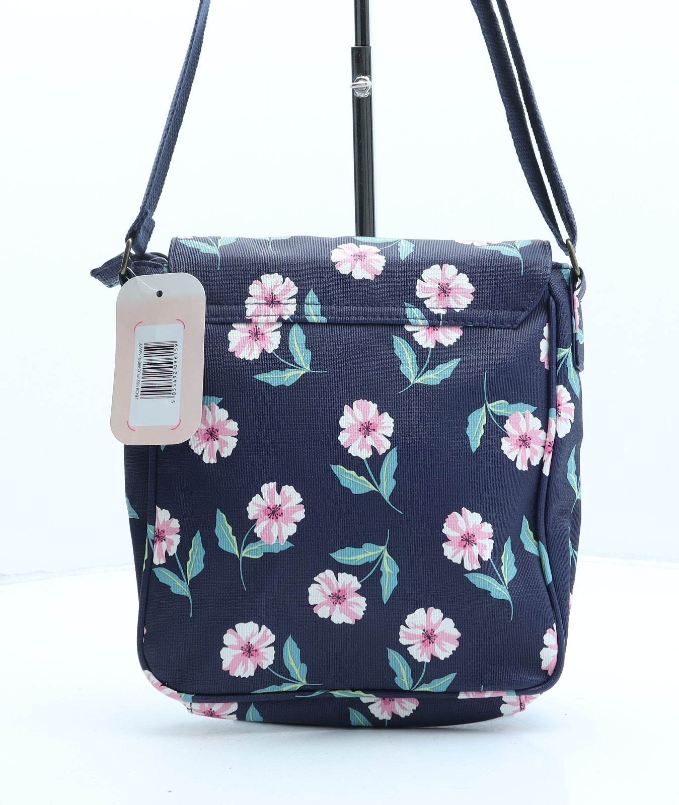 Nicole Brown Womens Blue Floral Polyurethane Crossbody Size Medium