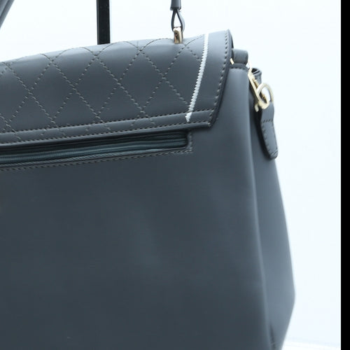 Preworn Womens Grey Polyurethane Top Handle Bag Size Medium