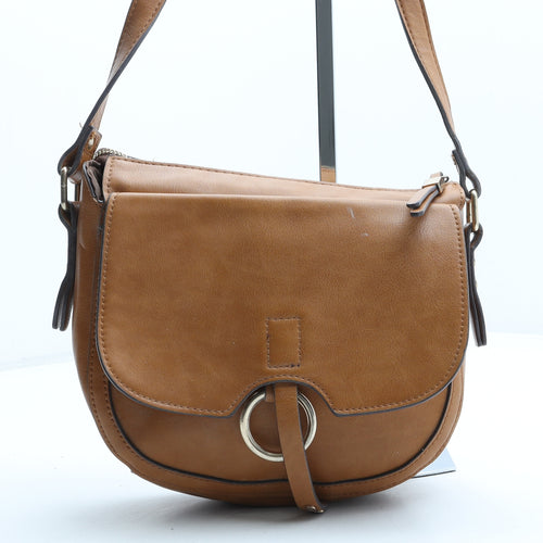Accessorize Womens Brown Polyurethane Crossbody Size Small