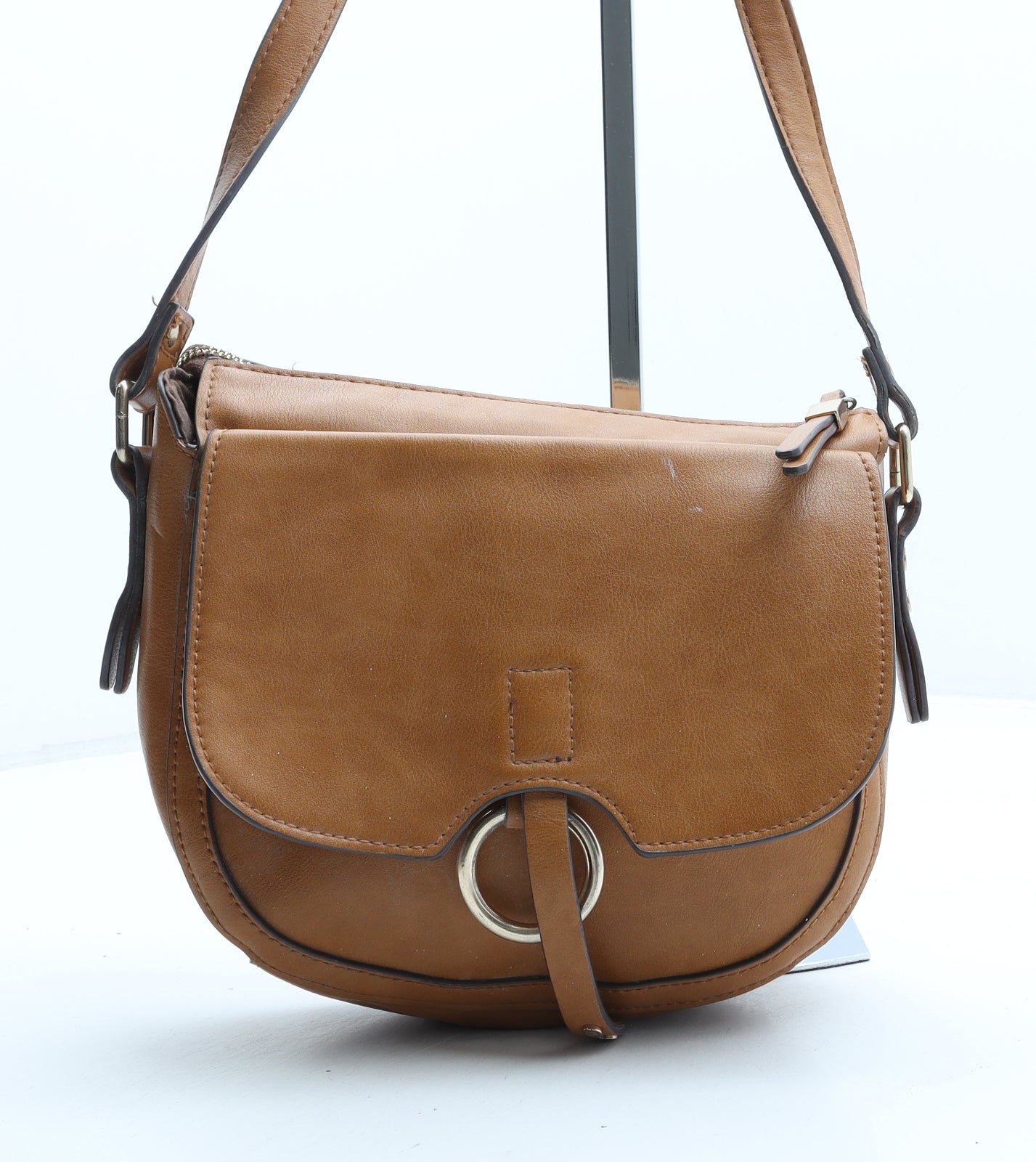 Accessorize Womens Brown Polyurethane Crossbody Size Small