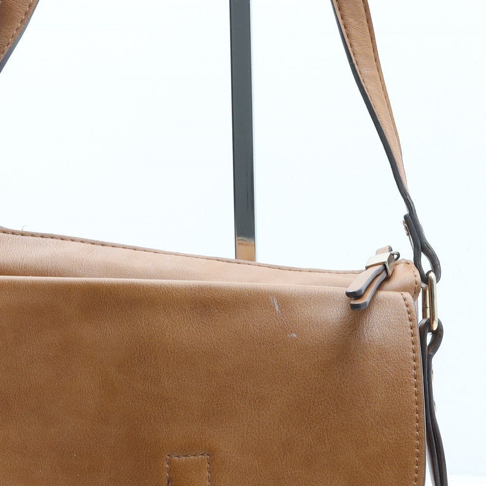Accessorize Womens Brown Polyurethane Crossbody Size Small