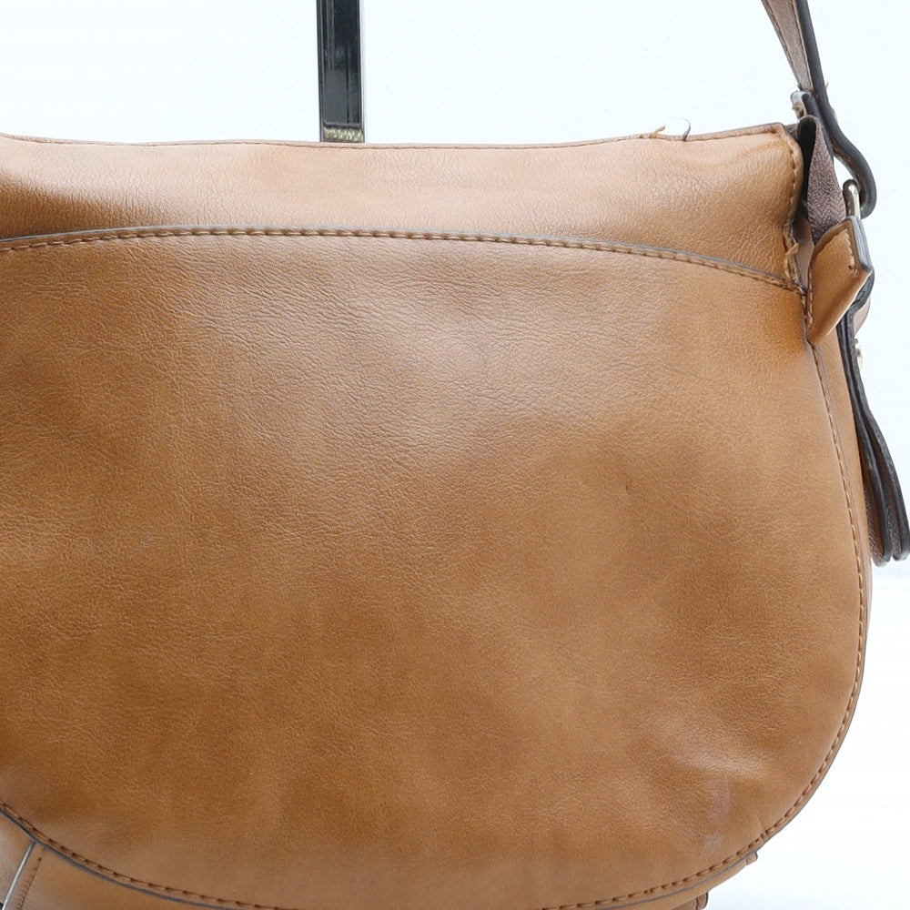 Accessorize Womens Brown Polyurethane Crossbody Size Small
