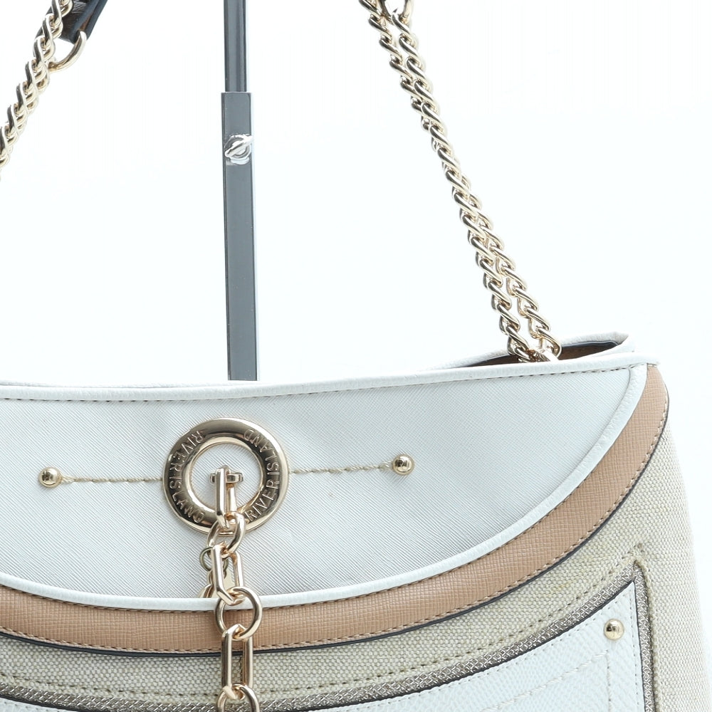 River Island Womens Beige Colorblock Polyurethane Top Handle Bag Size Medium