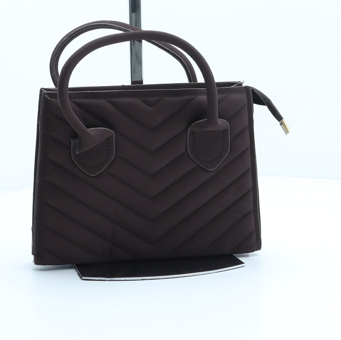 Preworn Womens Brown Polyester Top Handle Bag Size Mini
