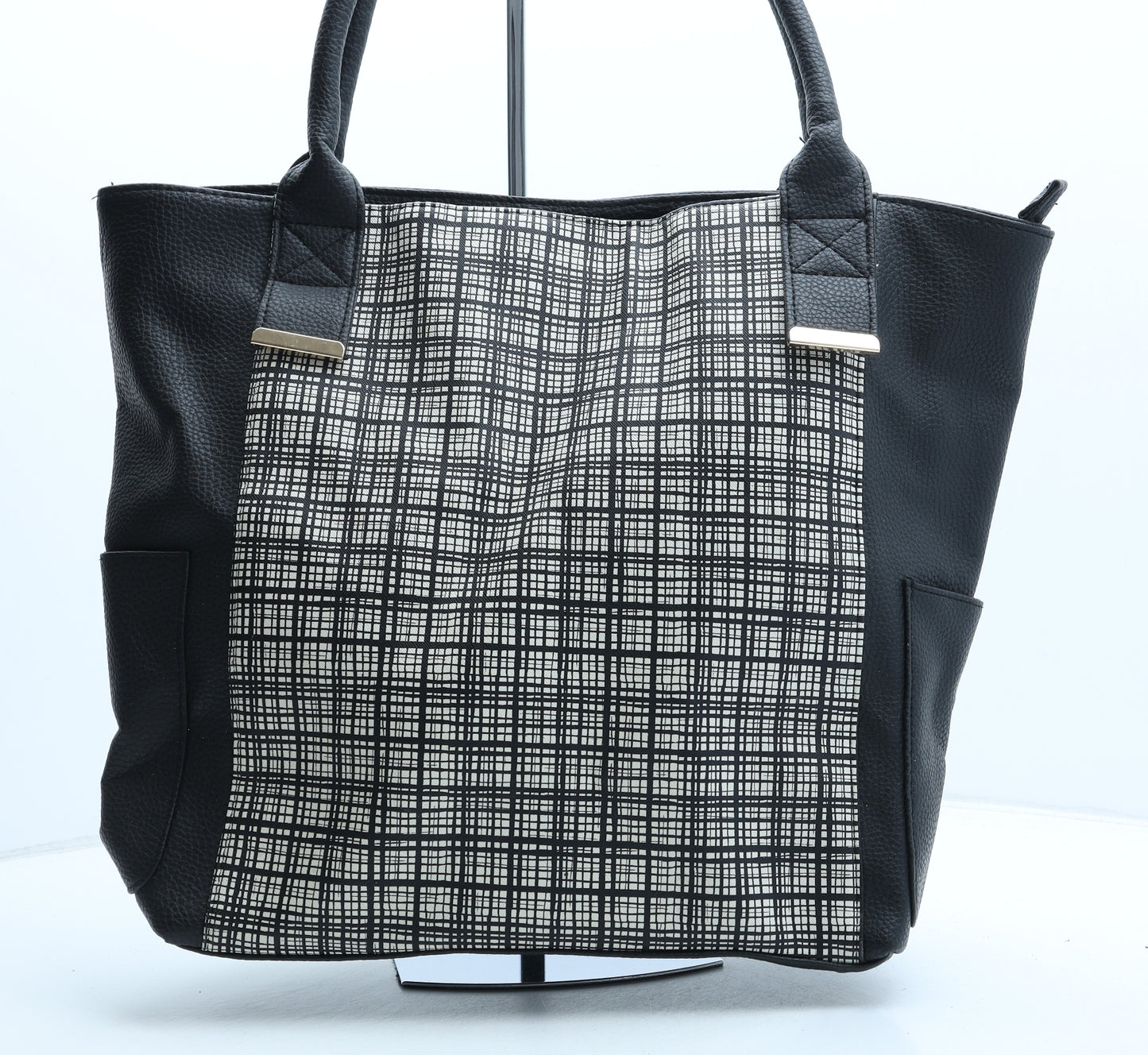 Atmosphere Womens Black Check PVC Top Handle Bag Size Large