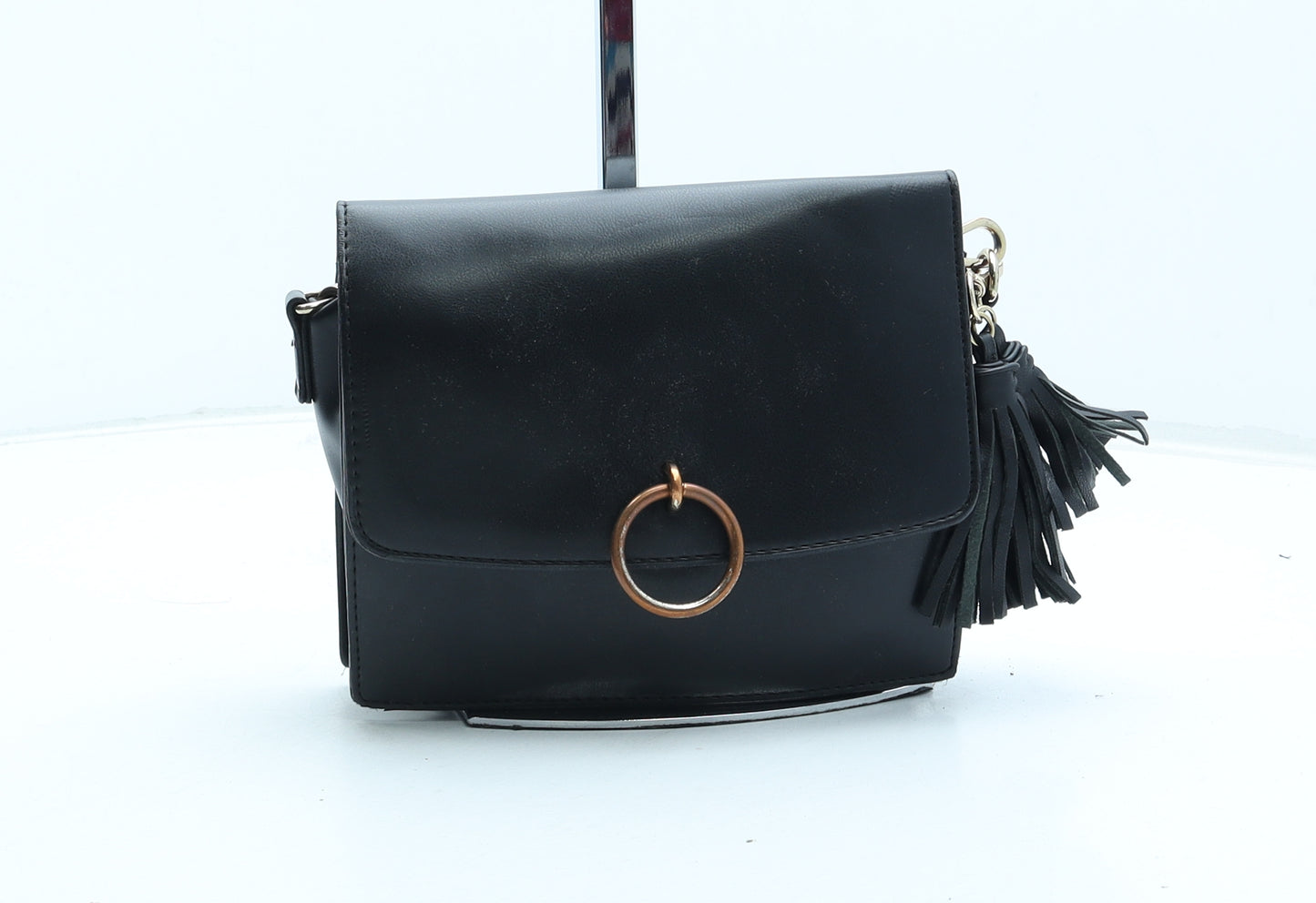 NAF NAF Womens Black Polyurethane Shoulder Bag Size Small
