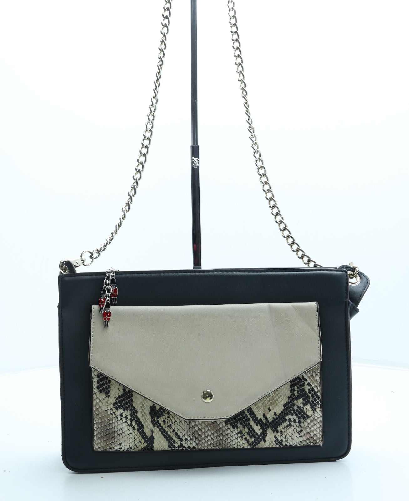 Meli Melo Womens Black Animal Print Polyurethane Shoulder Bag Size Medium - Snake Print