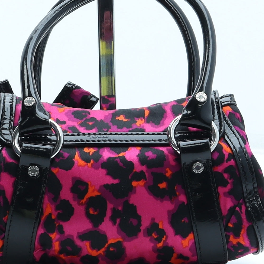 Karen Mile4n Womens Pink Multi Animal Print Polyester Top Handle Bag Size Small - Leopard print