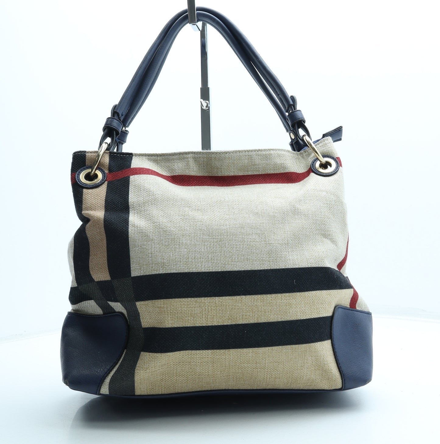 Preworn Womens Multicoloured Colorblock Cotton Top Handle Bag Size Medium