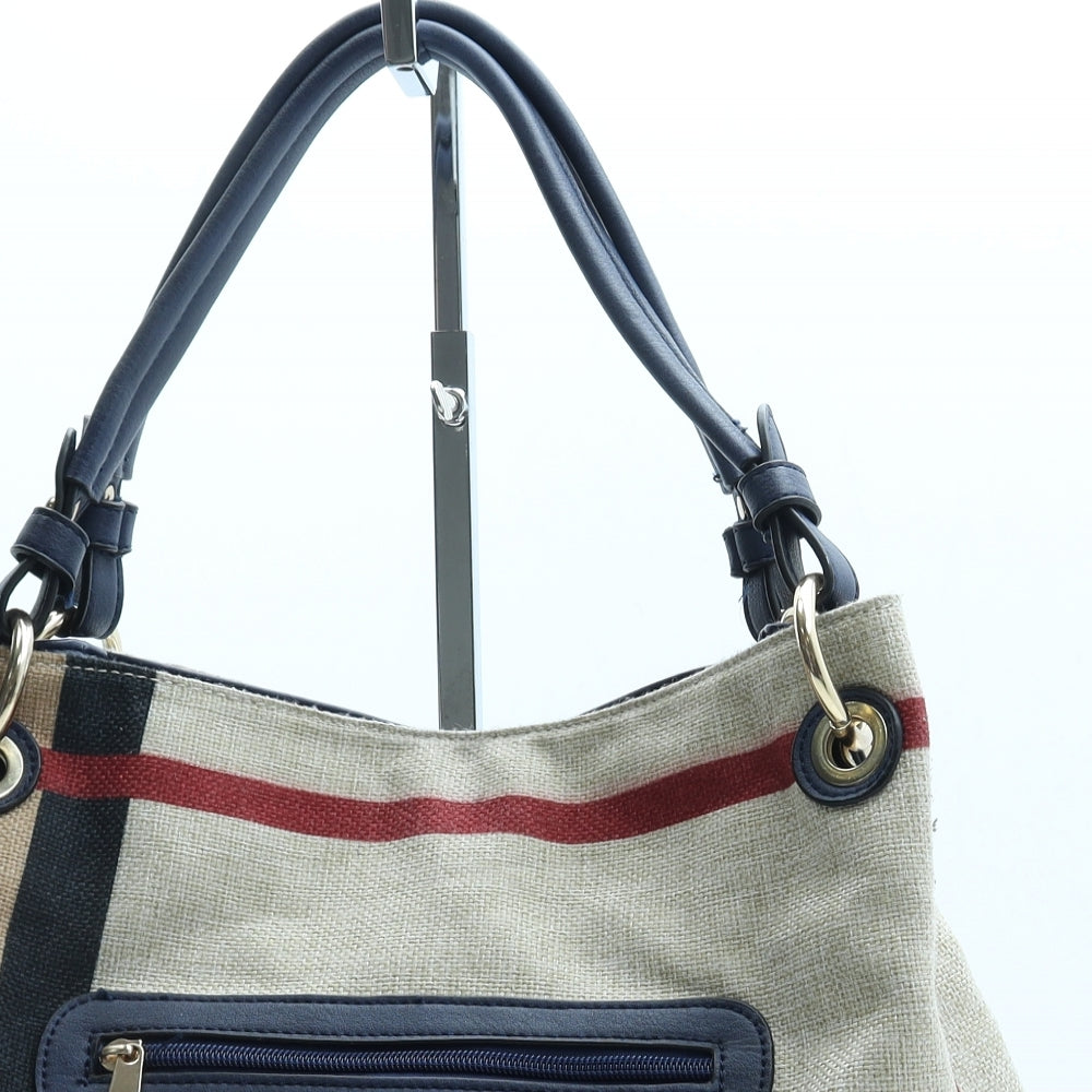 Preworn Womens Multicoloured Colorblock Cotton Top Handle Bag Size Medium