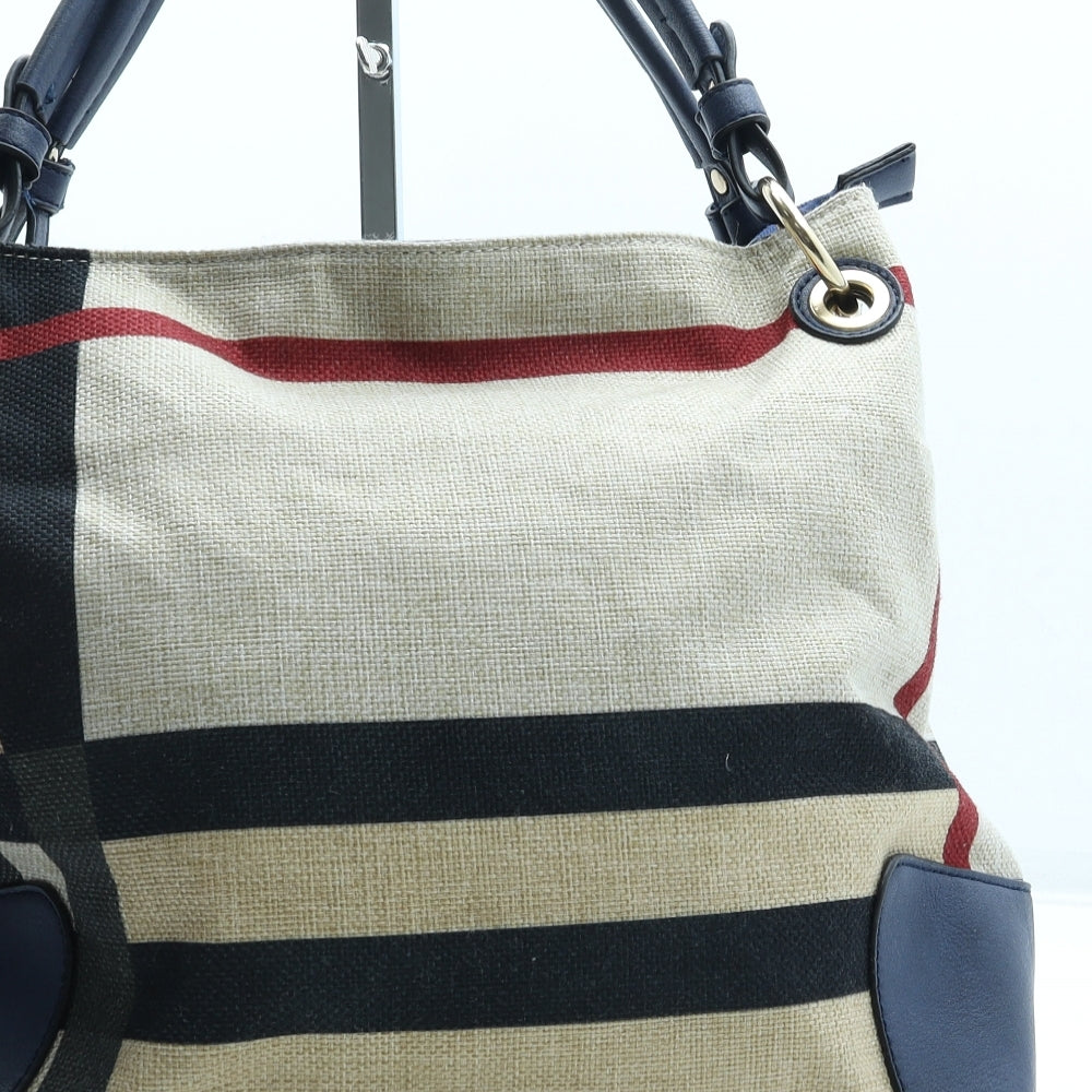 Preworn Womens Multicoloured Colorblock Cotton Top Handle Bag Size Medium