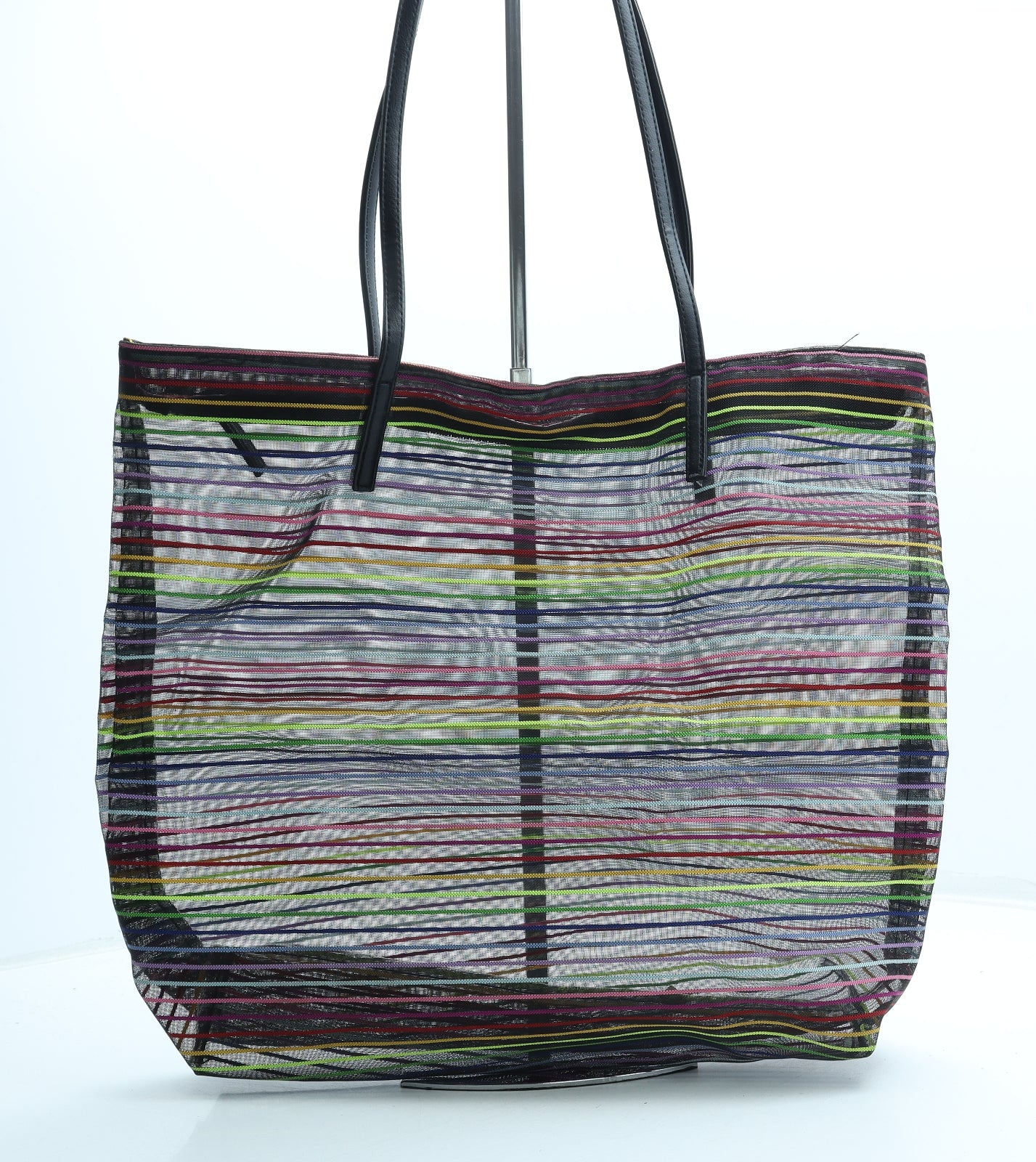 Preworn Womens Multicoloured Striped Canvas Tote Size Large - Sheer