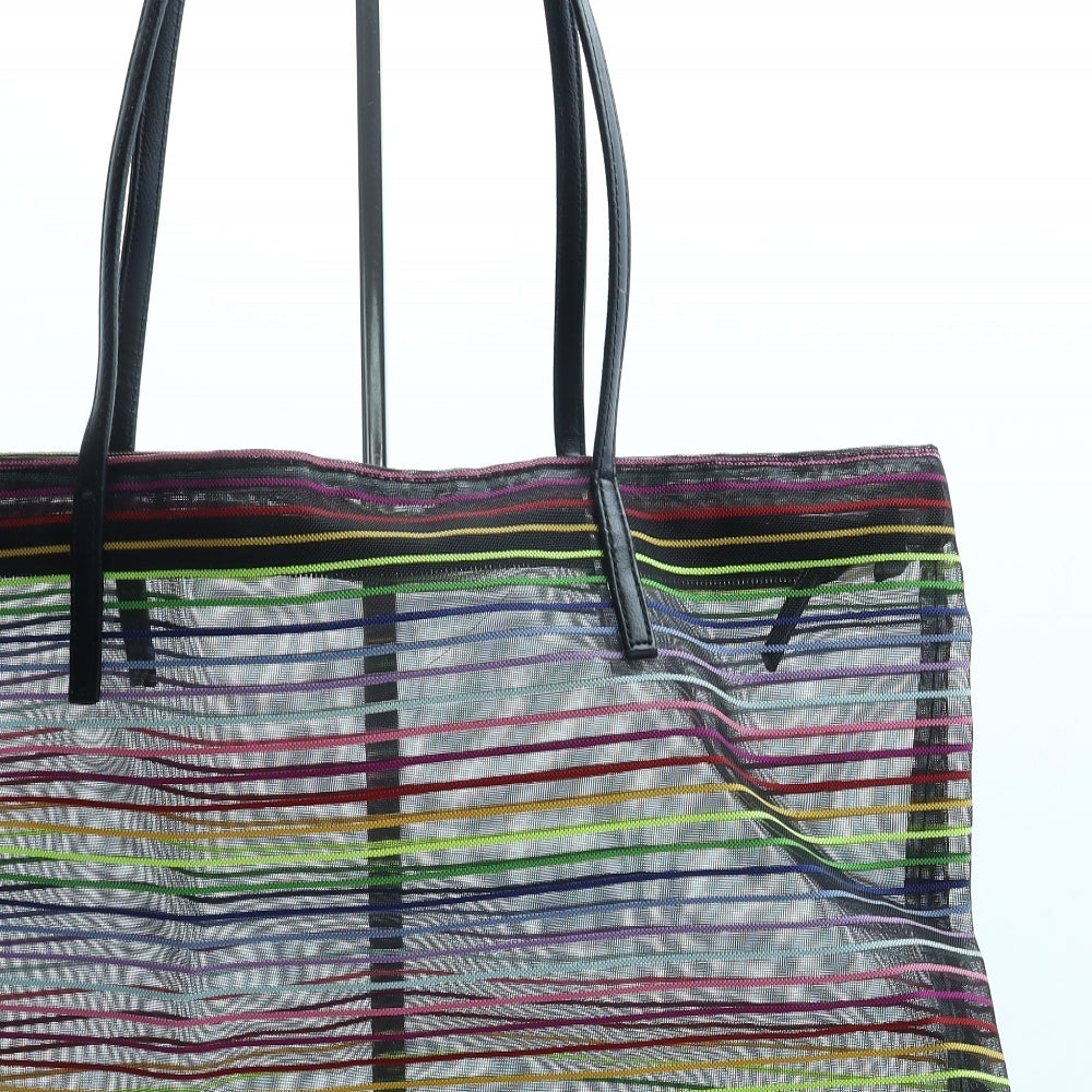Preworn Womens Multicoloured Striped Canvas Tote Size Large - Sheer