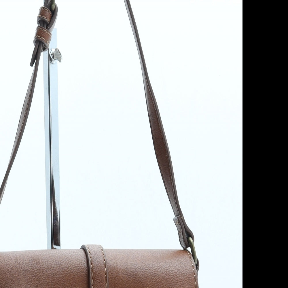 MNG Womens Brown Polyurethane Saddle Bag Size Small - Faux Leather