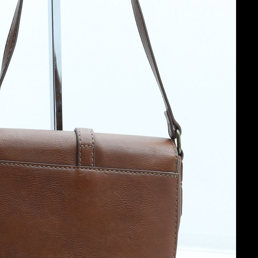 MNG Womens Brown Polyurethane Saddle Bag Size Small - Faux Leather