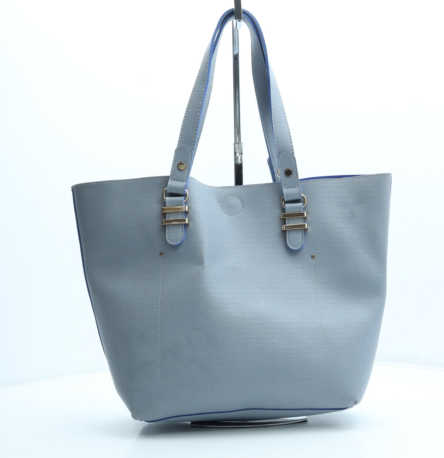 Preworn Womens Grey Polyurethane Top Handle Bag Size Medium