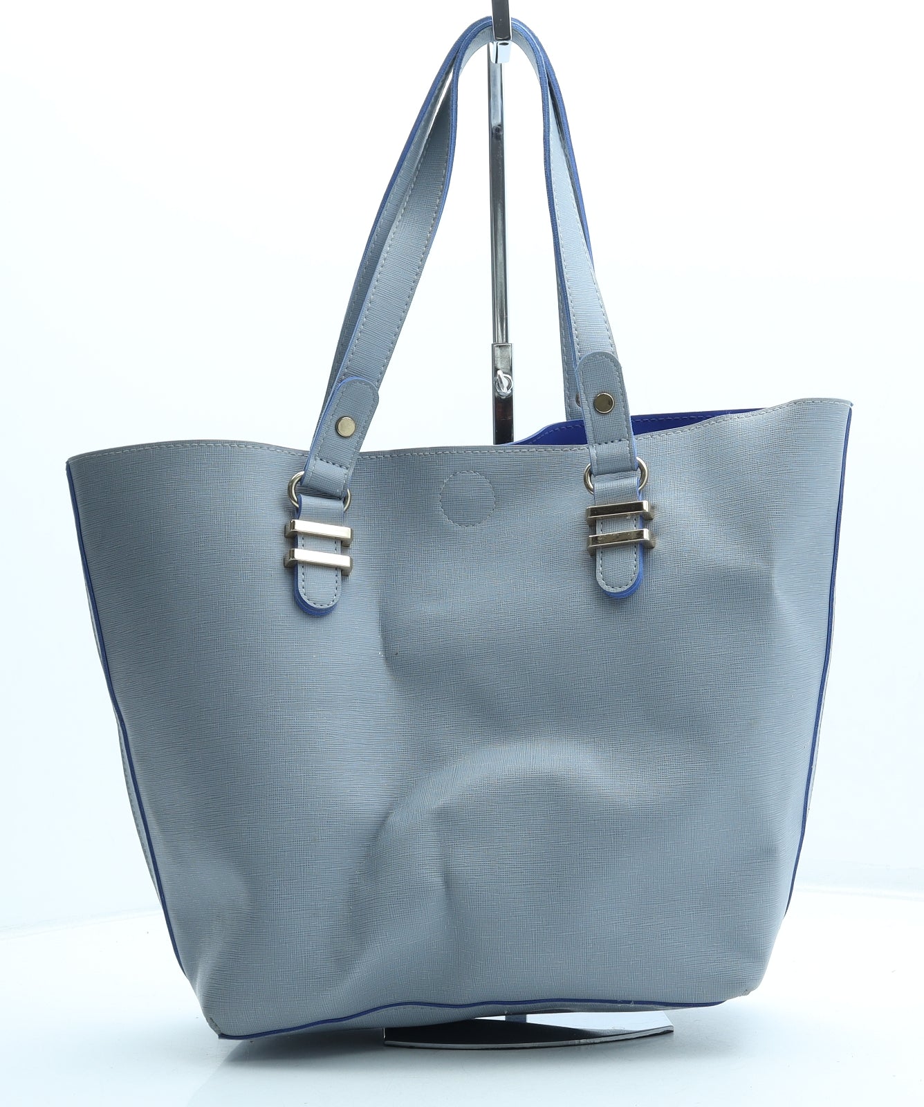 Preworn Womens Grey Polyurethane Top Handle Bag Size Medium
