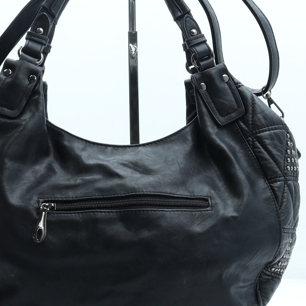 Preworn Womens Black Polyurethane Shoulder Bag Size Medium