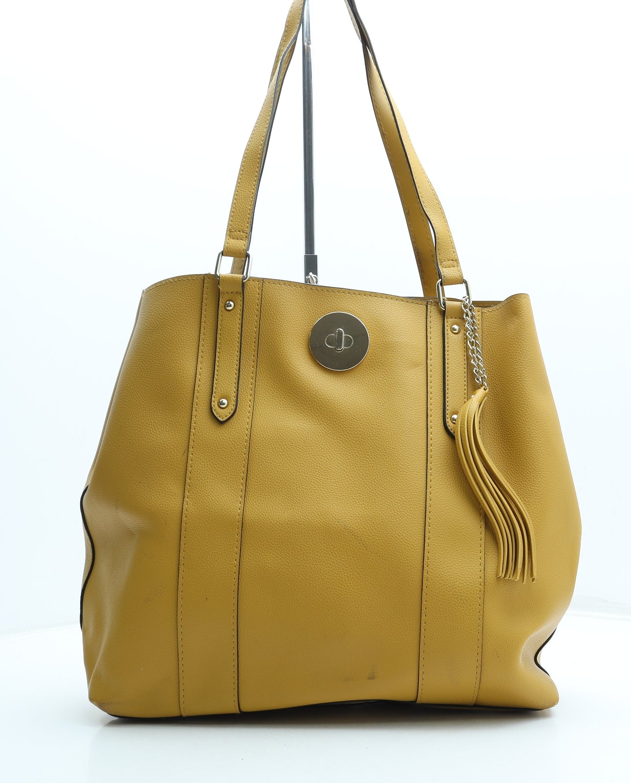 Primark Womens Yellow Polyurethane Shoulder Bag Size Large