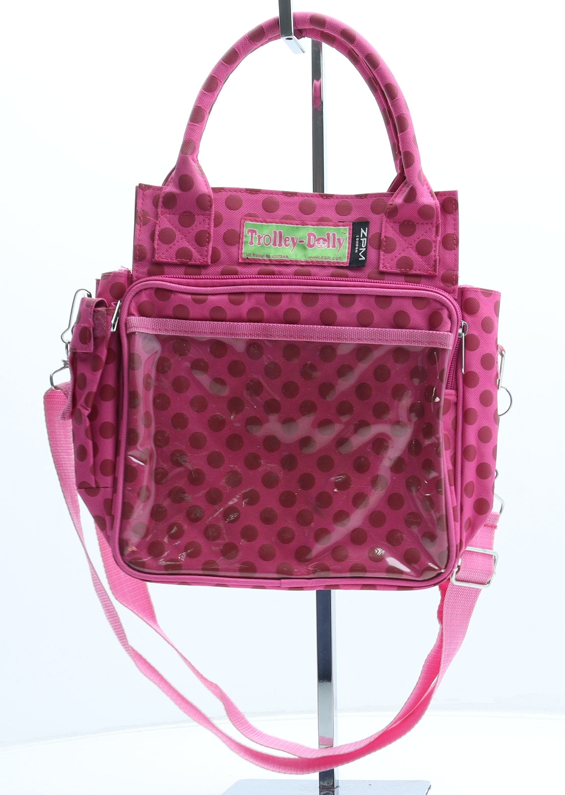 Trolly Dolly Womens Pink Polka Dot Polyester Crossbody Size Medium