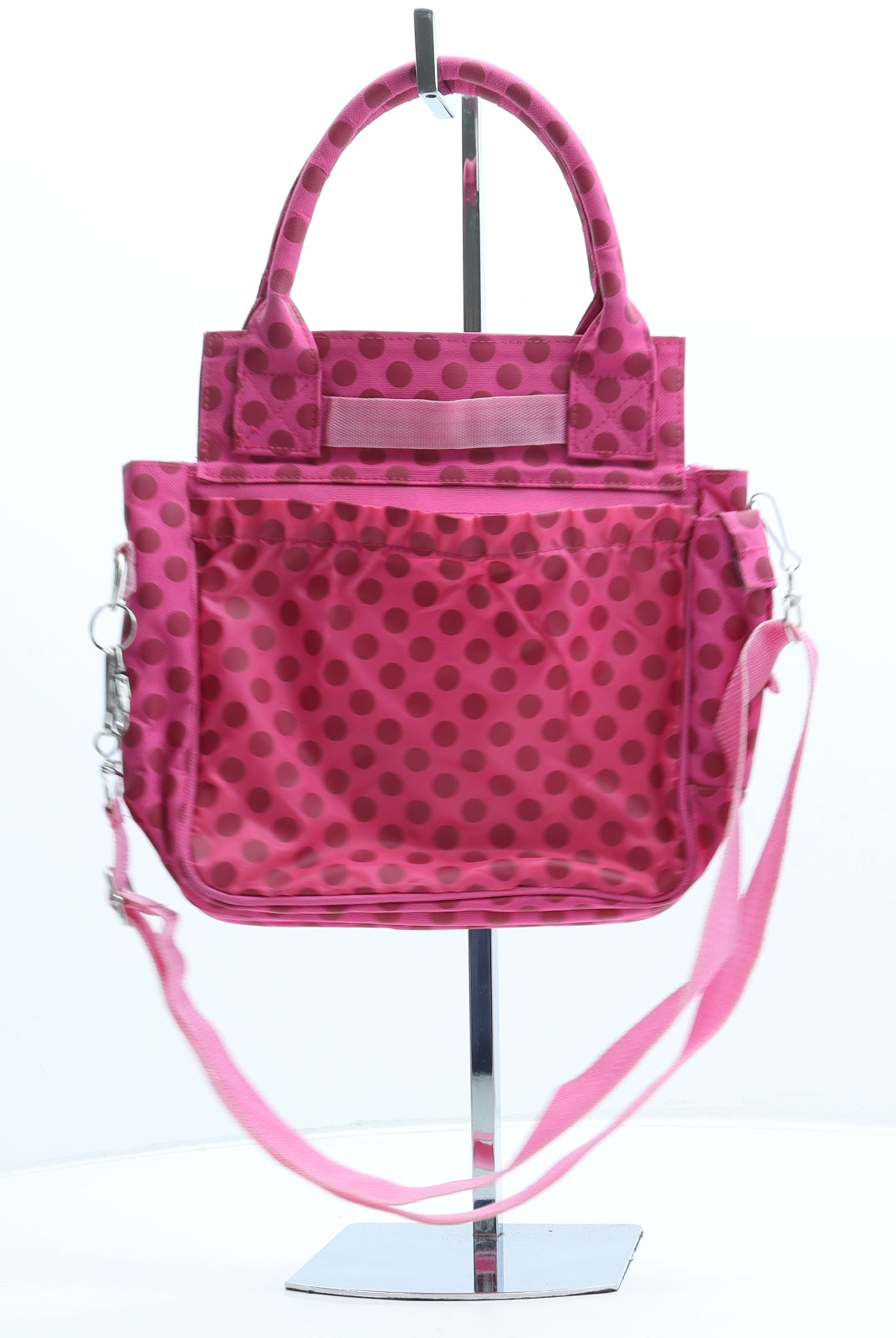 Trolly Dolly Womens Pink Polka Dot Polyester Crossbody Size Medium