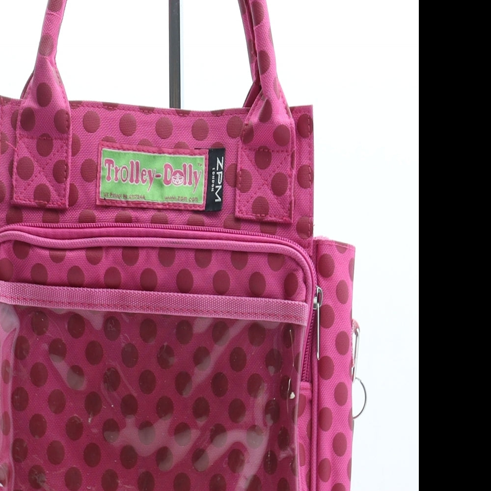 Trolly Dolly Womens Pink Polka Dot Polyester Crossbody Size Medium