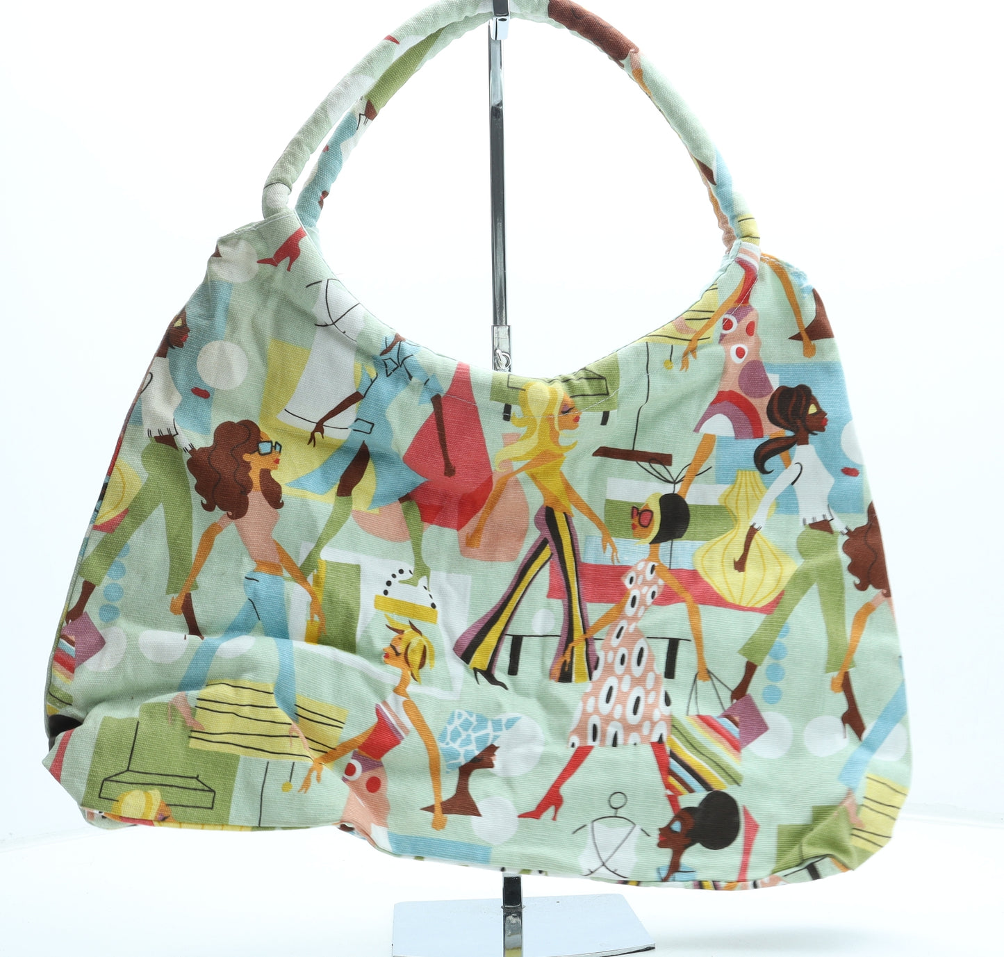 Preworn Womens Multicoloured Geometric Cotton Top Handle Bag Size Large