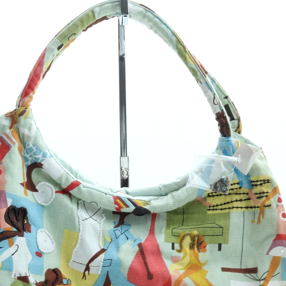 Preworn Womens Multicoloured Geometric Cotton Top Handle Bag Size Large