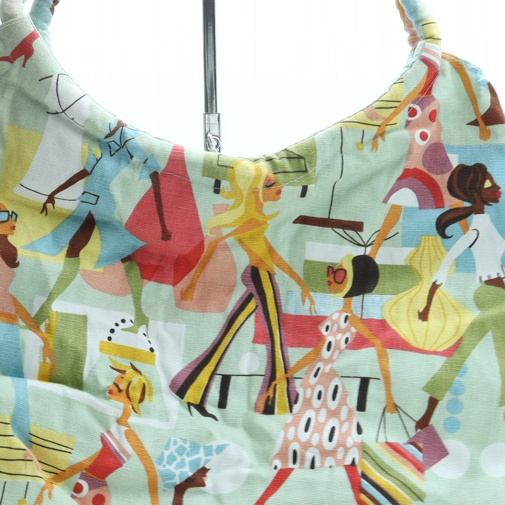 Preworn Womens Multicoloured Geometric Cotton Top Handle Bag Size Large