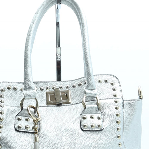 Sandino Womens Silver Polyurethane Top Handle Bag Size Medium
