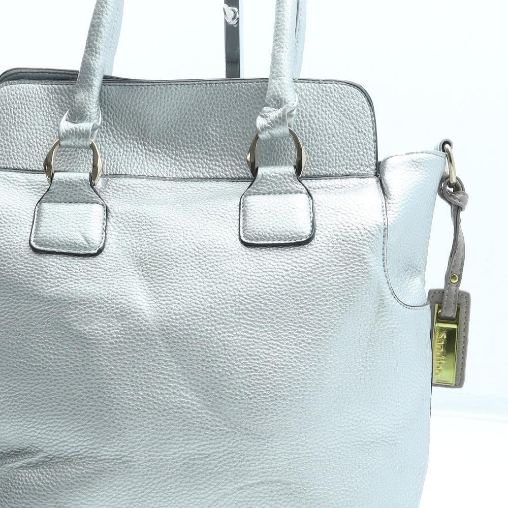 Sandino Womens Silver Polyurethane Top Handle Bag Size Medium
