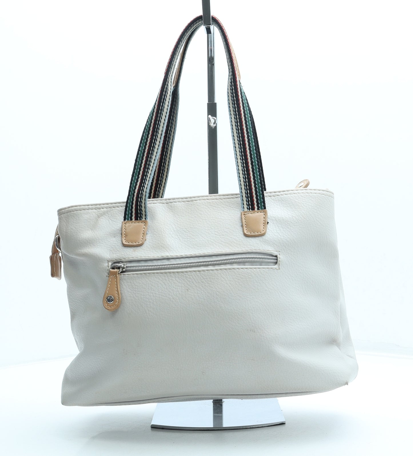 DJ Womens Grey Polyurethane Top Handle Bag Size Medium