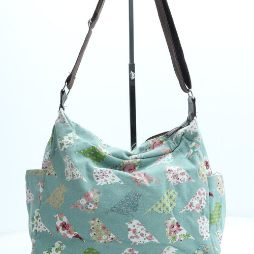 Preworn Womens Green Geometric Polyester Crossbody Size Medium - Birds