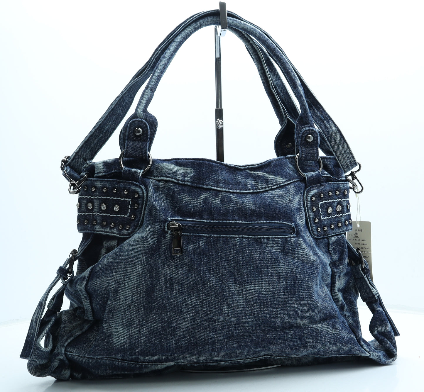 Tingtingyuli Womens Blue Cotton Hobo Bag Size Large