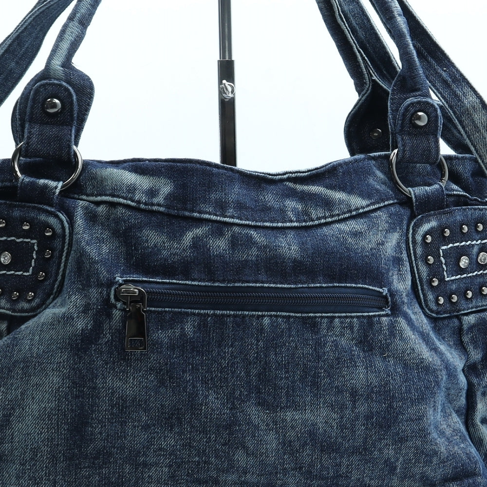 Tingtingyuli Womens Blue Cotton Hobo Bag Size Large