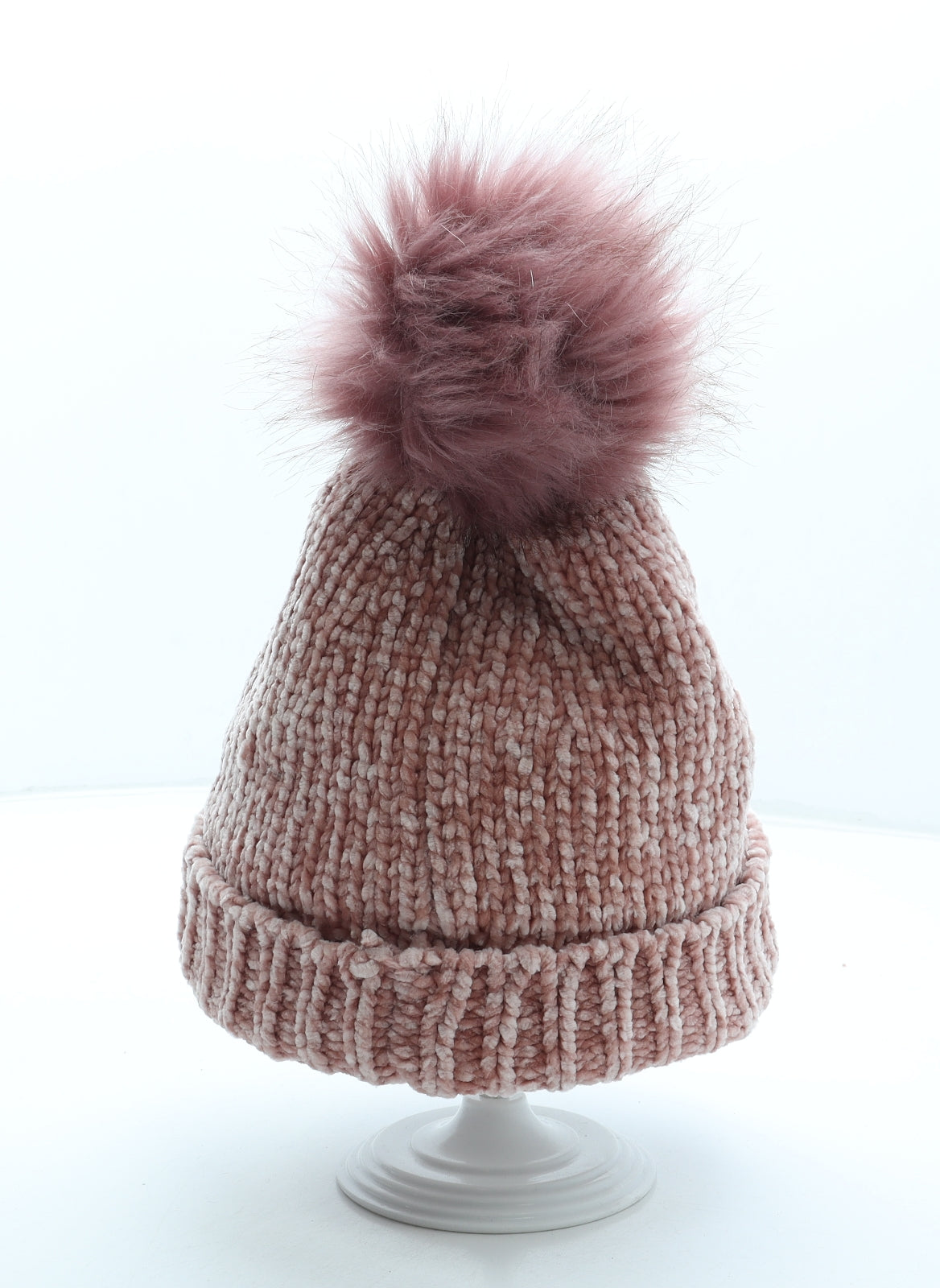 Winter Collections Womens Pink Polyester Bobble Hat One Size - Faux Fur