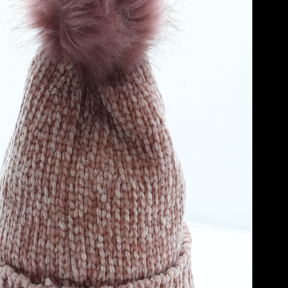 Winter Collections Womens Pink Polyester Bobble Hat One Size - Faux Fur