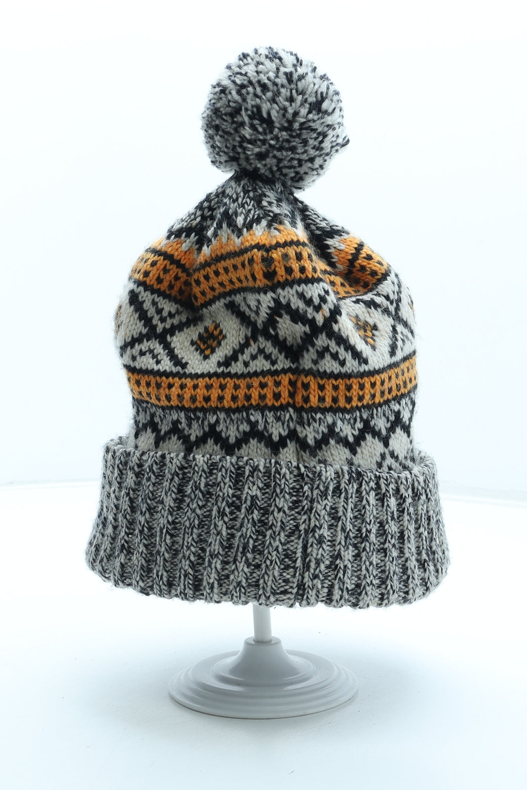 Superdry Mens Multicoloured Fair Isle Acrylic Beanie One Size - Pom Pom Logo