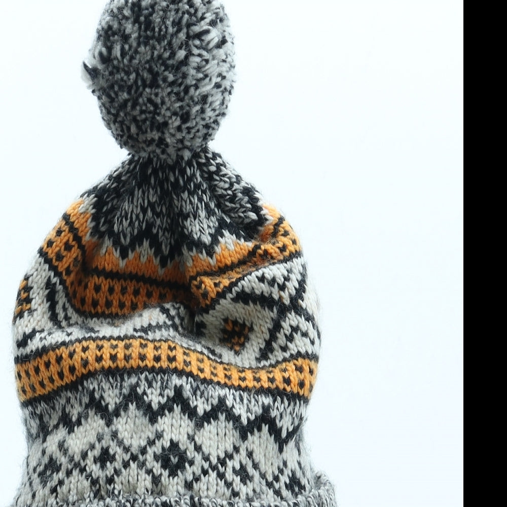 Superdry Mens Multicoloured Fair Isle Acrylic Beanie One Size - Pom Pom Logo
